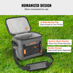Soft Cooler Bag, 24 Cans Soft Sided Cooler Bag Leakproof with Zipper, Waterproof Soft Cooler Insulated Bag, Lightweight & Portable Collapsible Cooler for Beach, Hiking, Picnic, Camping, Travel