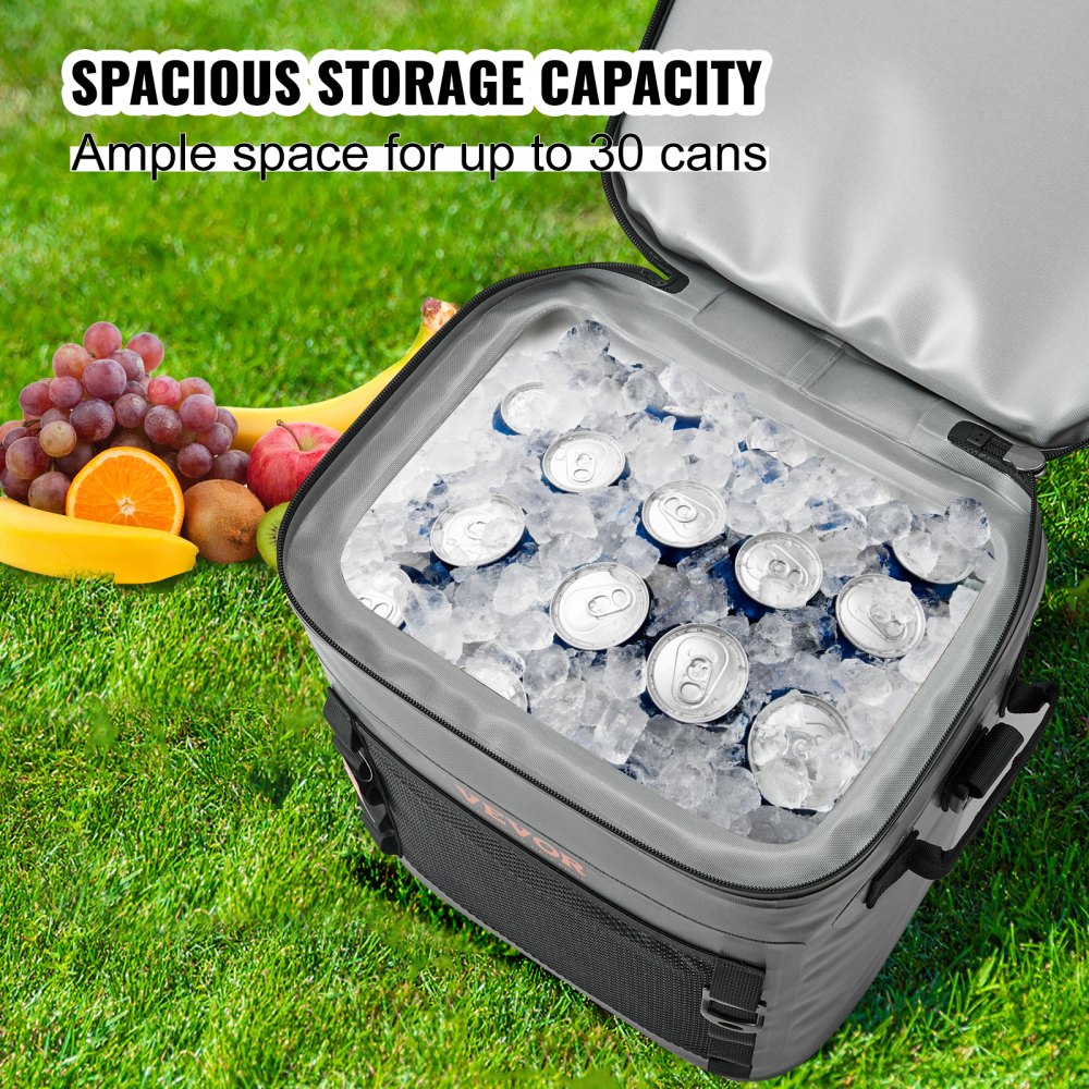Soft Cooler Bag, 30 Cans Soft Sided Cooler Bag Leakproof with Zipper, Waterproof Soft Cooler Insulated Bag, Lightweight & Portable Collapsible Cooler for Beach, Hiking, Picnic, Camping, Travel