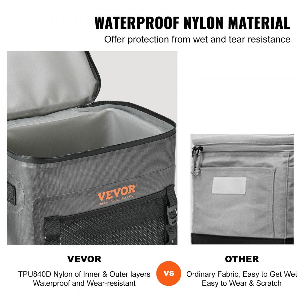 Soft Cooler Bag, 30 Cans Soft Sided Cooler Bag Leakproof with Zipper, Waterproof Soft Cooler Insulated Bag, Lightweight & Portable Collapsible Cooler for Beach, Hiking, Picnic, Camping, Travel
