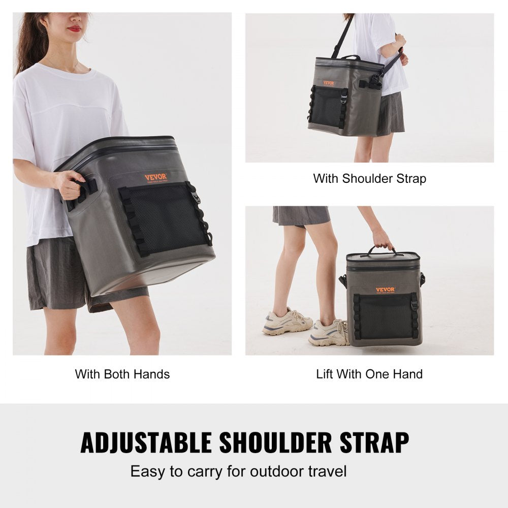 Soft Cooler Bag, 30 Cans Soft Sided Cooler Bag Leakproof with Zipper, Waterproof Soft Cooler Insulated Bag, Lightweight & Portable Collapsible Cooler for Beach, Hiking, Picnic, Camping, Travel