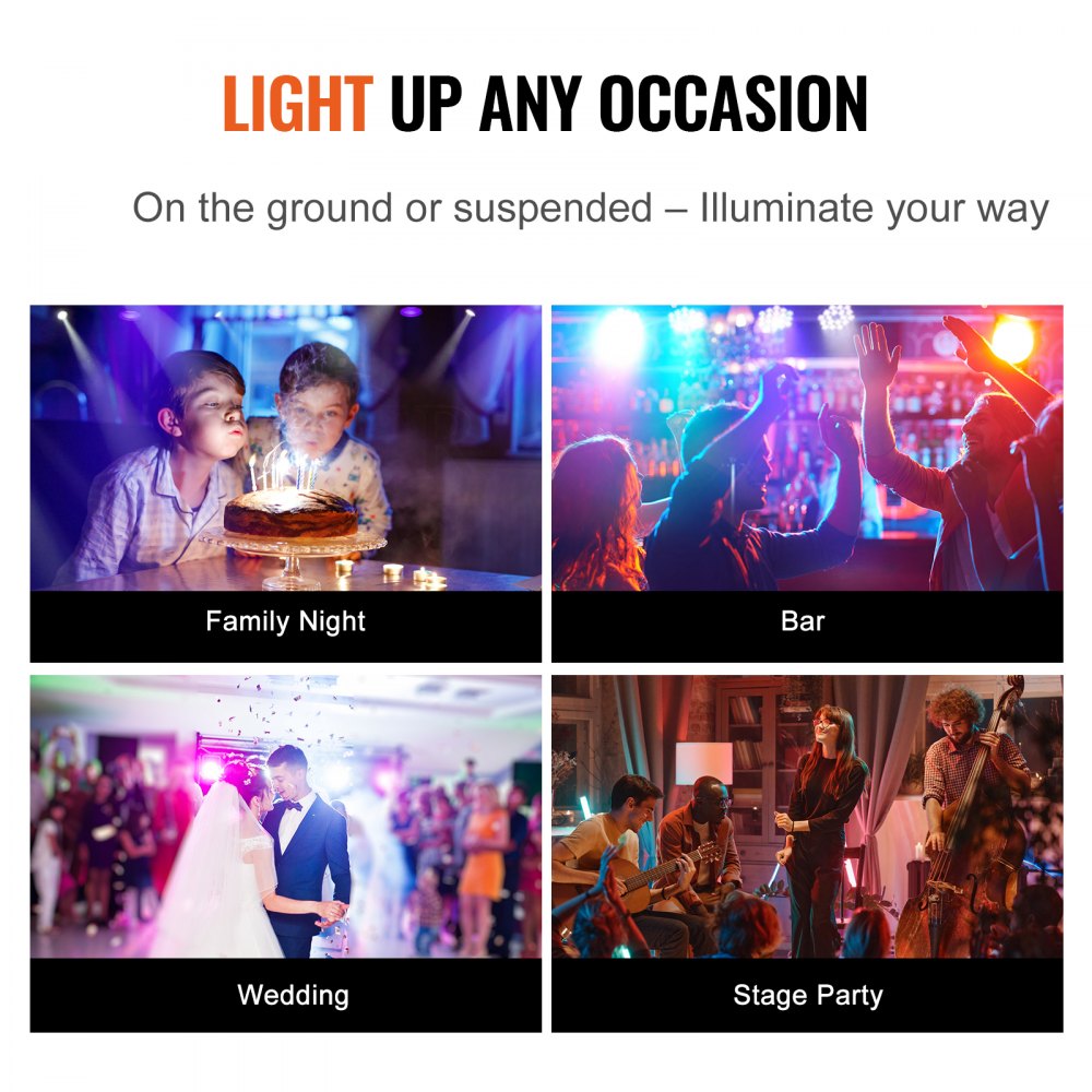 36LED RGB Stage Light PAR Light 7-Mode DMX Beam Disco Light Indoor 4-Pack