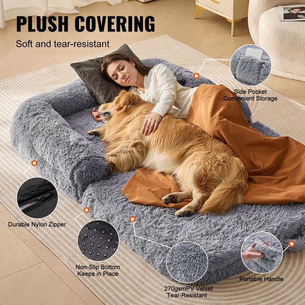 Human Dog Bed 72 x48x10in Large Human Size Dog Bed Washable PV Velvet