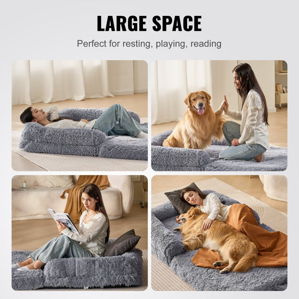 Human Dog Bed 72 x48x10in Large Human Size Dog Bed Washable PV Velvet