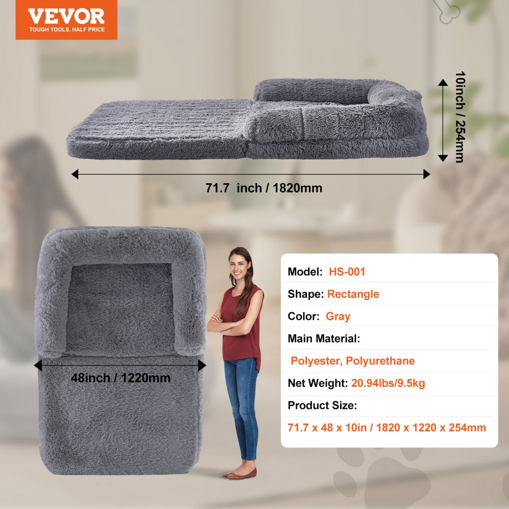 Human Dog Bed 72 x48x10in Large Human Size Dog Bed Washable PV Velvet