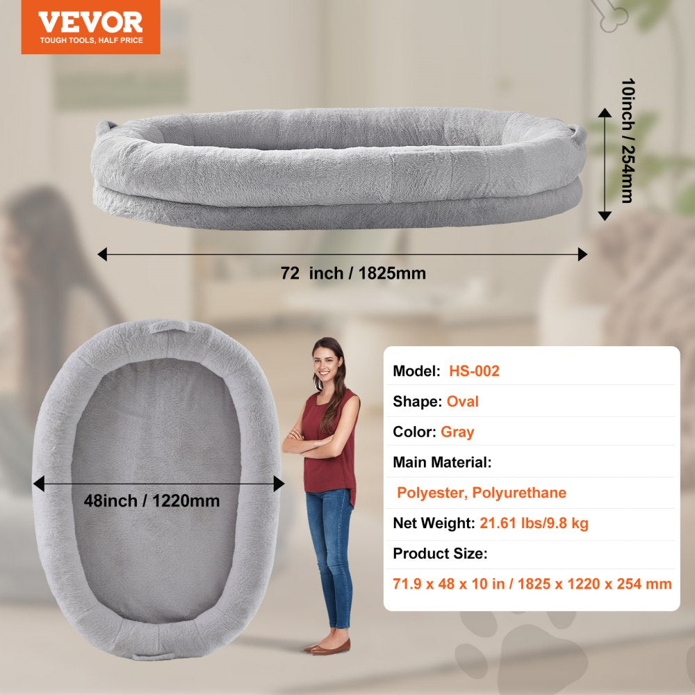 Human Dog Bed 72x48x10in Large Human Size Dog Bed Washable Faux Rabbit Fur
