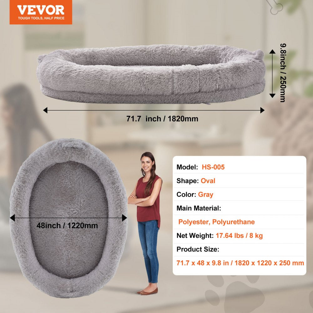 Human Dog Bed 72x48x10in Large Human Size Dog Bean Bed Washable PV Velvet