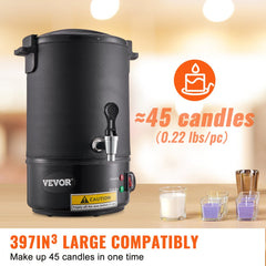 Wax Melter for Candle Making, 6.5 Liter Large Electric Wax Melting Pot Easy Pour Spout, 9-level Temperature Control, Easy Clean for Candle Soap Cream Beauty Bulk Production Business or Home
