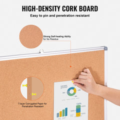 48"x36" Large Cork Board – Wall-Mounted Bulletin Board with Pin Board