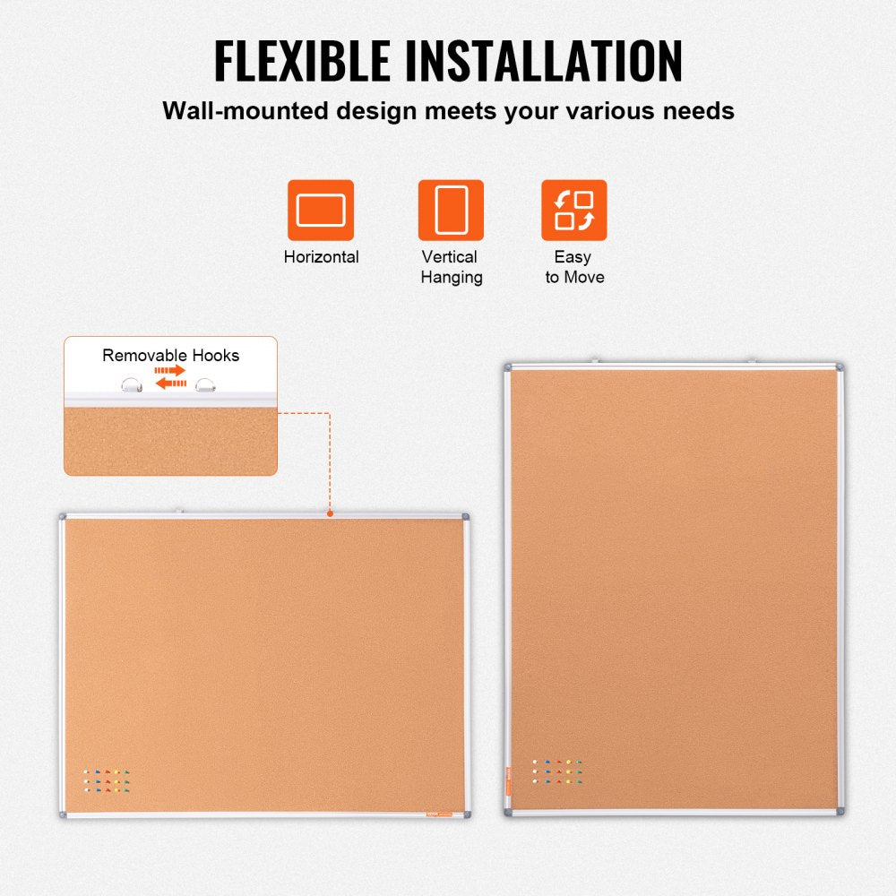 48"x36" Large Cork Board – Wall-Mounted Bulletin Board with Pin Board