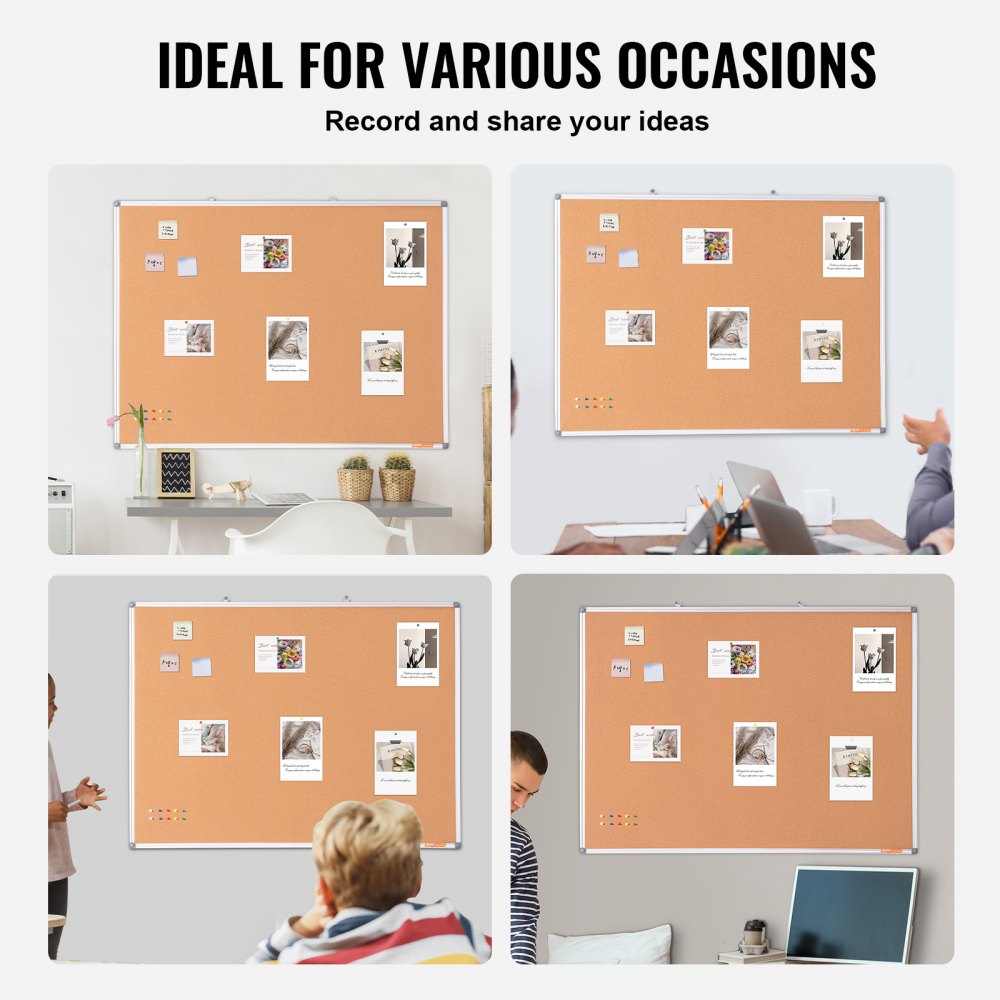 48"x36" Large Cork Board – Wall-Mounted Bulletin Board with Pin Board