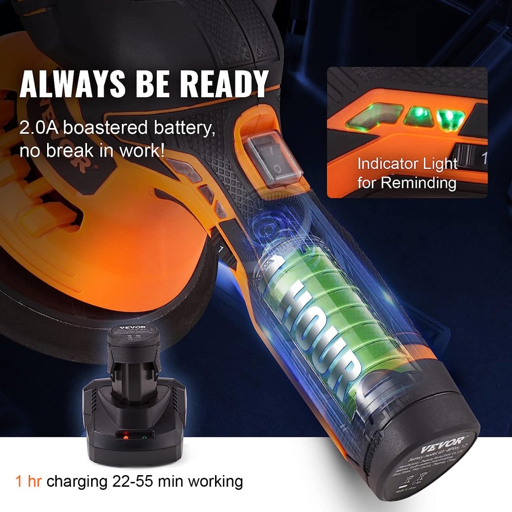 Car Polisher Buffer Cordless Dual Action Polishing Machine 6" 1PC Battery