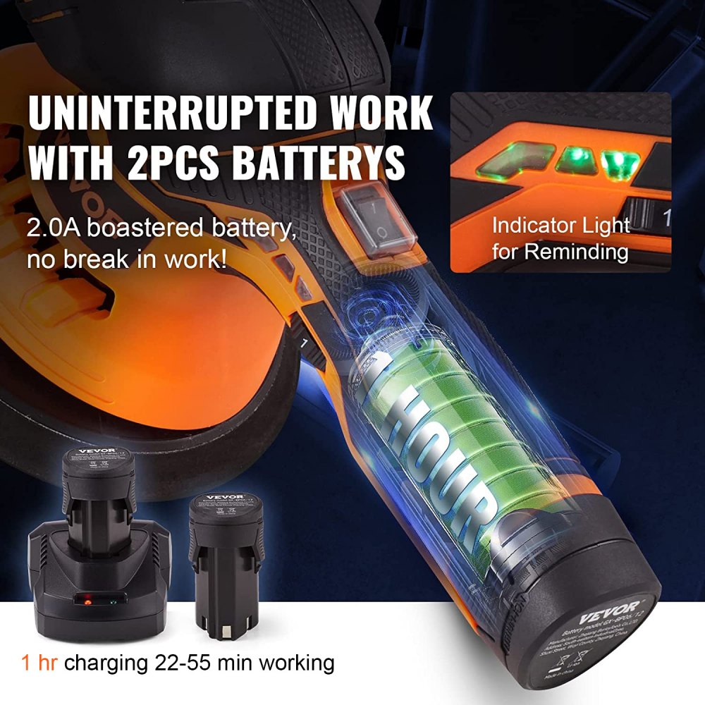 Car Polisher Buffer Cordless Dual Action Polishing Machine 6" 2PCS Battery