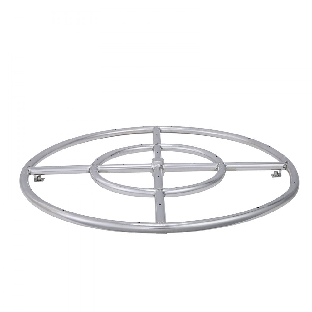 24 inch Round Drop-in Fire Pit Pan, Stainless Steel Fire Pit Burner, Natural & Propane Gas Fire Pan 92,000 BTU, for Indoor or Outdoor Use