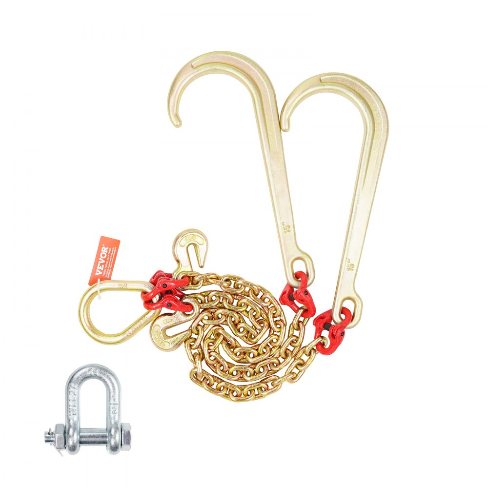 5/16" x 2` G80 Tow Chain J Hook V-Chain Bridle Grab Hook Wrecker 10800 lbs