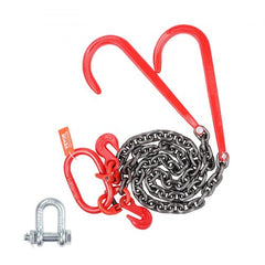 3/8" x 3` G80 Tow Chain J Hook V-Chain Bridle Grab Hook Wrecker 15600 lbs