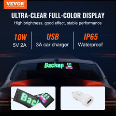 Programmable LED Sign, P5 Full Color LED Scrolling Panel, DIY Custom Text Animation Pattern Display Board, Bluetooth APP Control Message Shop Sign for Store Business Car Bar Advertising, 15"x4"