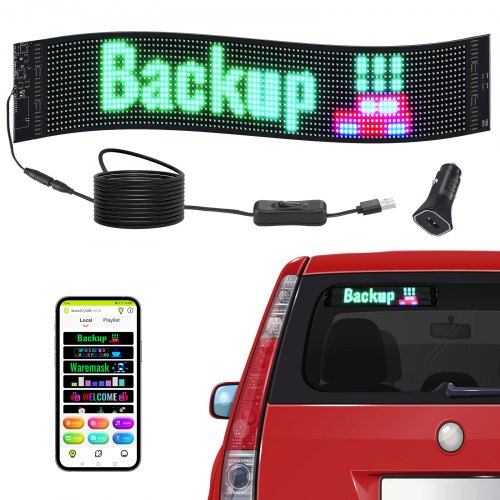Programmable LED Sign, P6 Full Color LED Scrolling Panel, DIY Custom Text Animation Pattern Display Board, Bluetooth APP Control Message Shop Sign for Store Business Car Advertising, 27"x5"