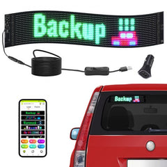 Programmable LED Sign, P6 Full Color LED Scrolling Panel, DIY Custom Text Animation Pattern Display Board, Bluetooth APP Control Message Shop Sign for Store Business Car Advertising, 27"x5"