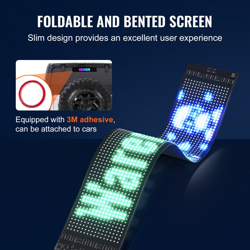 Programmable LED Sign, P6 Full Color LED Scrolling Panel, DIY Custom Text Animation Pattern Display Board, Bluetooth APP Control Message Shop Sign for Store Business Car Advertising, 27"x5"