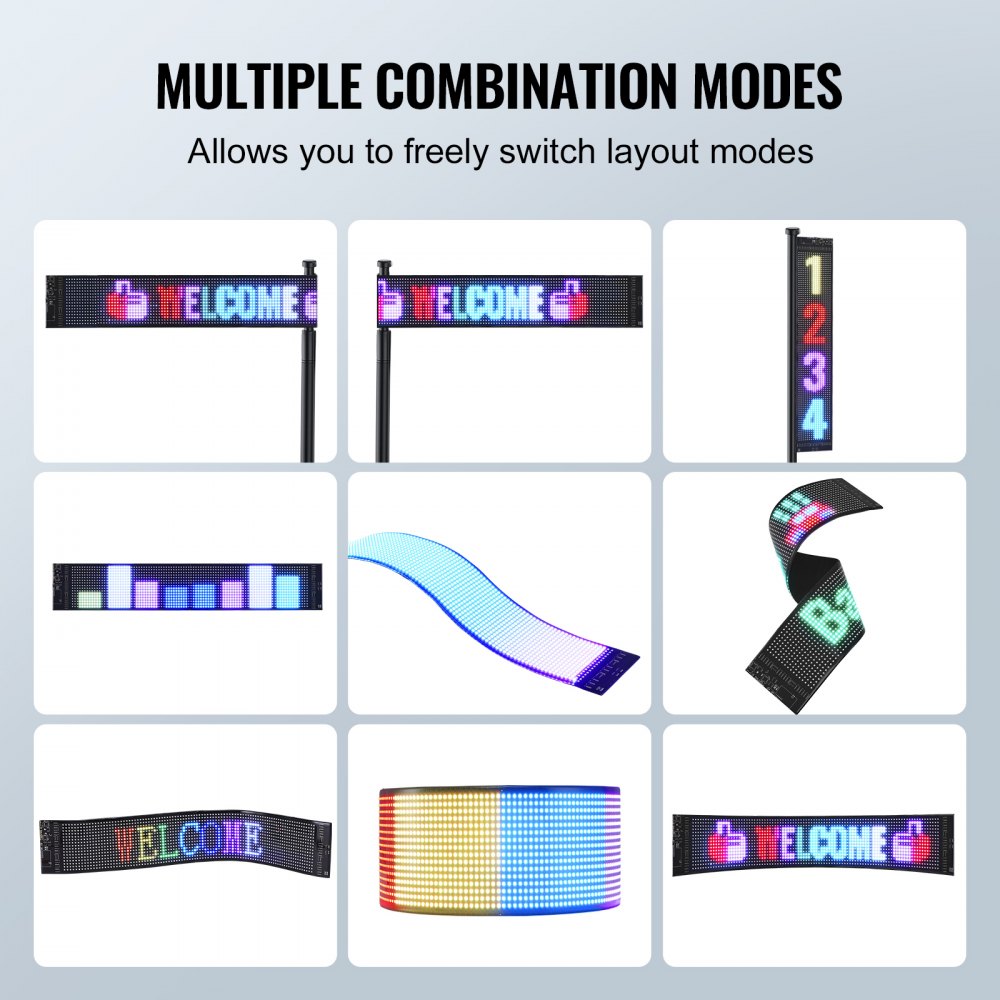Programmable LED Sign, P6 Full Color LED Scrolling Panel, DIY Custom Text Animation Pattern Display Board, Bluetooth APP Control Message Shop Sign for Store Business Car Advertising, 27"x5"
