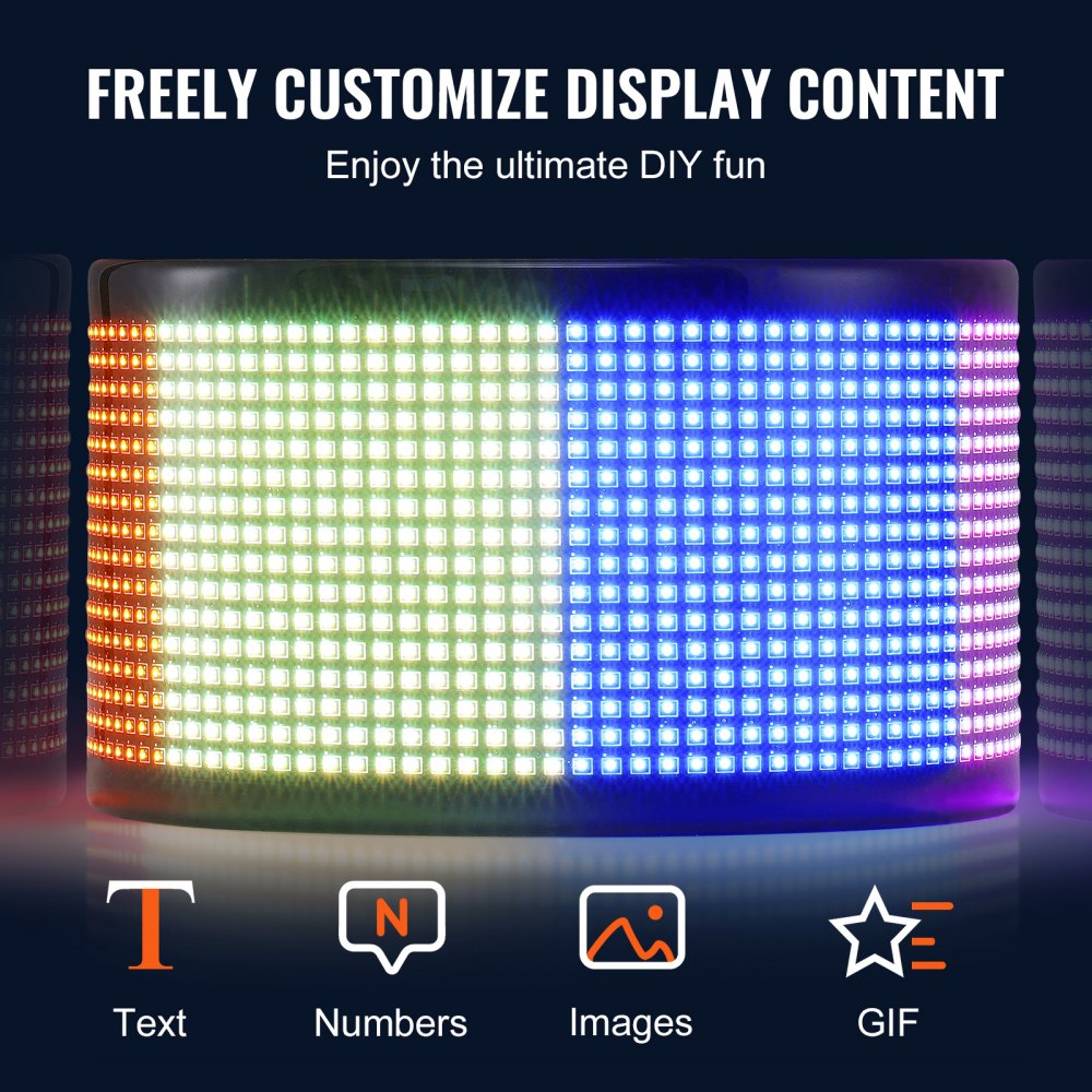 Programmable LED Sign, P5 Full Color LED Scrolling Panel, DIY Custom Text Animation Pattern Display Board, Bluetooth APP Control Message Shop Sign for Store Business Car Advertising, 32.9"x8"