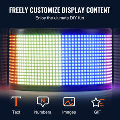 Programmable LED Sign, P5 Full Color LED Scrolling Panel, DIY Custom Text Animation Pattern Display Board, Bluetooth APP Control Message Shop Sign for Store Business Car Advertising, 32.9"x8"