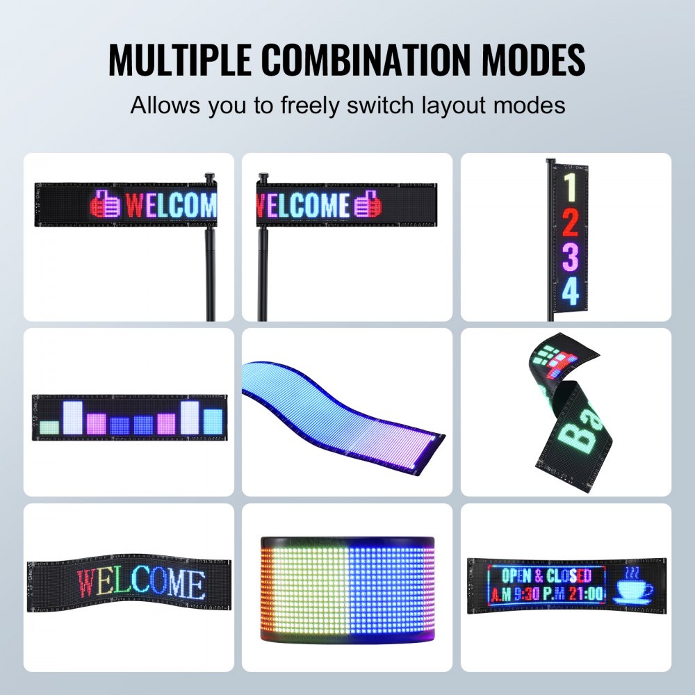 Programmable LED Sign, P5 Full Color LED Scrolling Panel, DIY Custom Text Animation Pattern Display Board, Bluetooth APP Control Message Shop Sign for Store Business Car Advertising, 32.9"x8"