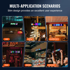 Programmable LED Sign, P5 Full Color LED Scrolling Panel, DIY Custom Text Animation Pattern Display Board, Bluetooth APP Control Message Shop Sign for Store Business Car Advertising, 32.9"x8"