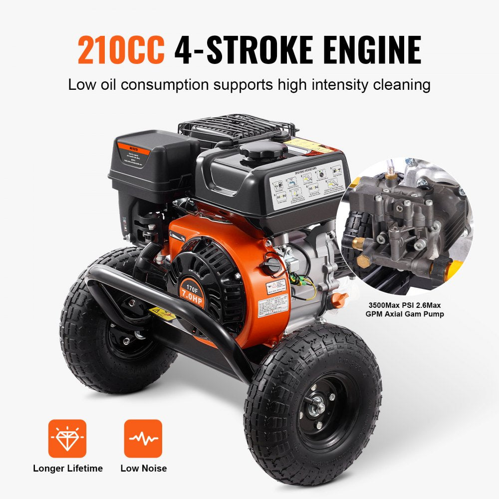 Gas Pressure Washer 3500 PSI 2.6 GPM with 5 Nozzle Set for Cars Fences