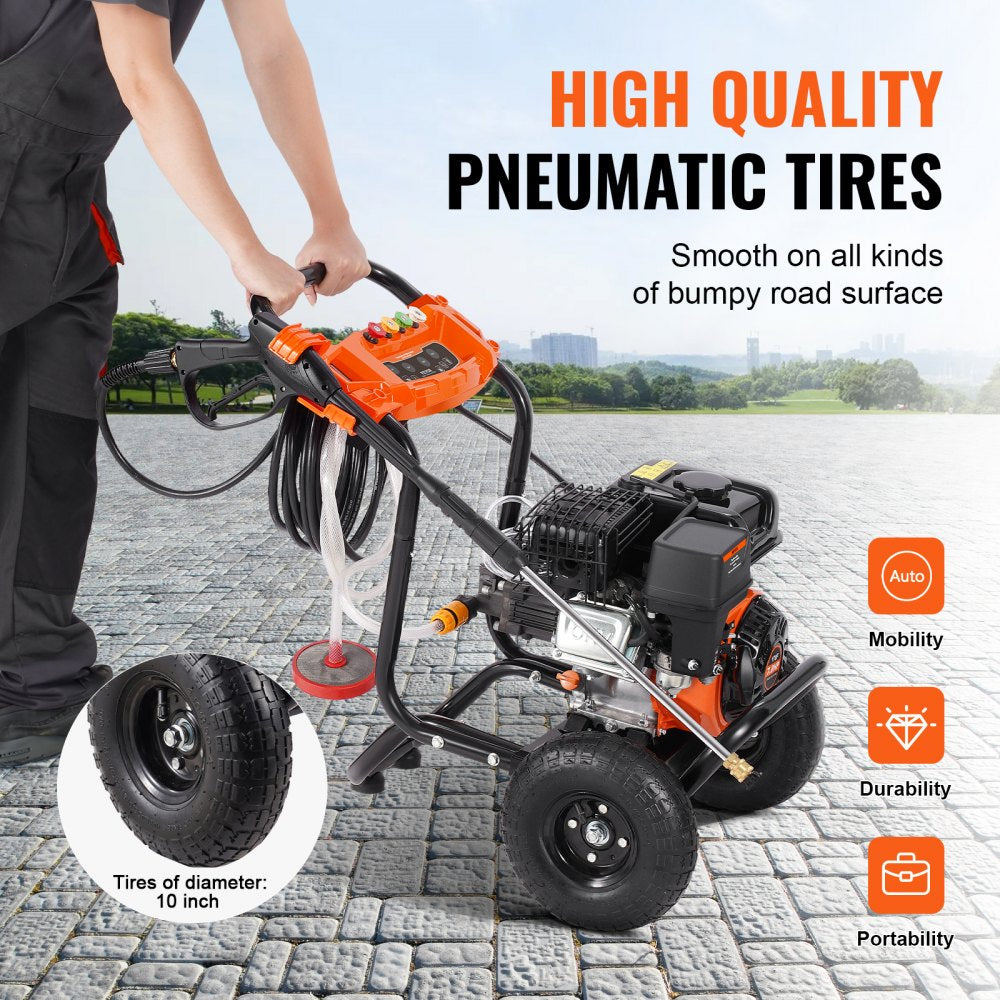 Gas Pressure Washer 3500 PSI 2.6 GPM with 5 Nozzle Set for Cars Fences