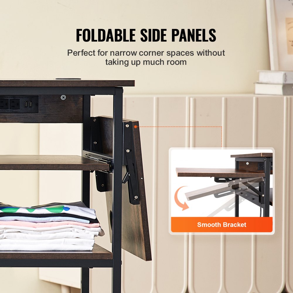 Bostome 4-tier heat press stand with charging station and movable cart for organized storage.