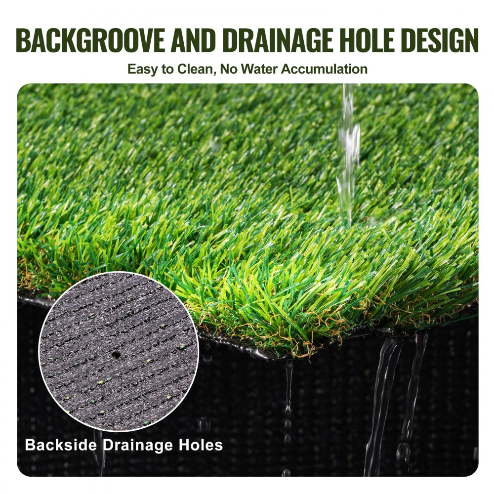 Artifical Grass, 5 x 10 ft Rug Green Turf, 1.38"Fake Door Mat Outdoor Patio Lawn Decoration, Easy to Clean with Drainage Holes, Perfect For Multi-Purpose Home Indoor Entryway Scraper Dog Mats