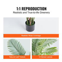 Artificial Palm Tree, 5 FT Tall Faux Plant, Secure PE Material & Anti-Tip Tilt Protection Low-Maintenance Plant, Lifelike Green Fake Tree for Home Office Warehouse Decor Indoor Outdoor