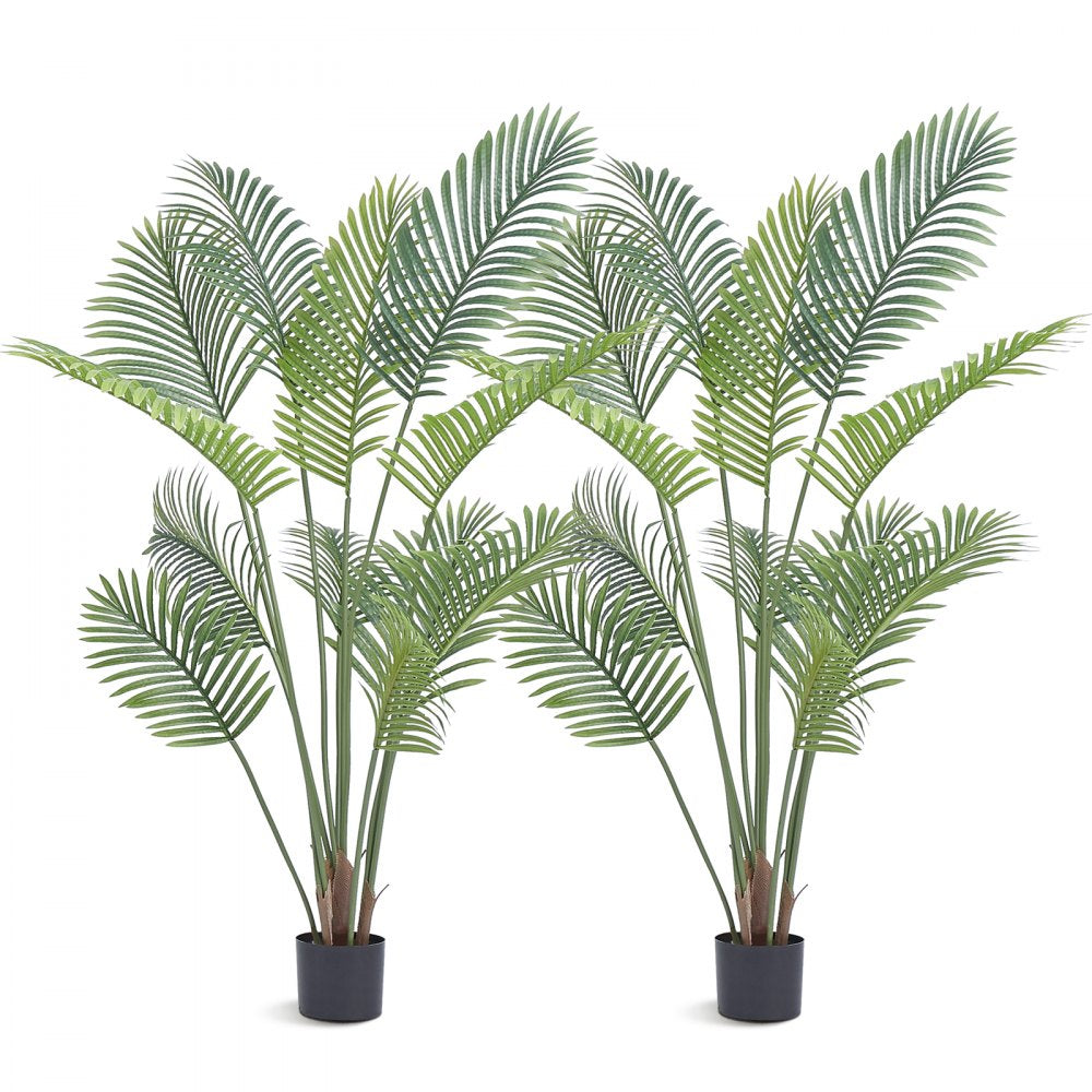 Artificial Palm Tree, 5 FT Tall Faux Plant, Secure PE Material & Anti-Tip Tilt Protection Low-Maintenance Plant, Lifelike Green Fake Tree for Home Office Warehouse Decor Indoor Outdoor