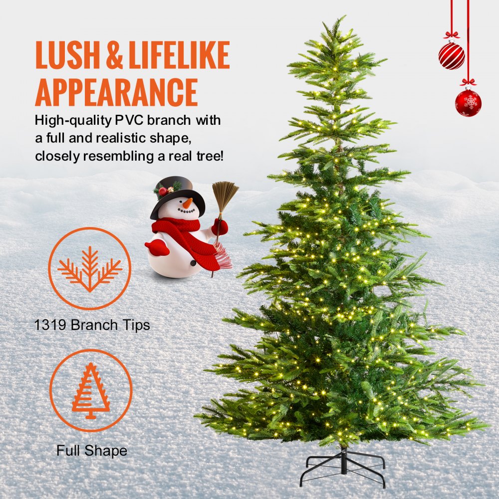 Christmas Tree 7.5ft Prelit Artificial Tree with 700 White LEDs 1319 Tips