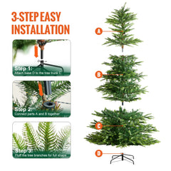 Christmas Tree 7.5ft Prelit Artificial Tree with 700 White LEDs 1319 Tips