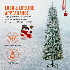 Christmas Tree 6.5ft Prelit Flocked Xmas Tree with 250 LED Lights 814 Tips
