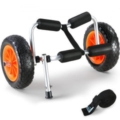 Heavy Duty Kayak Cart, 250lbs Load Capacity, Foldable Canoe Trolley Cart with 10`` Solid Tires, Nonslip Support Foot & Tie-Down Strap, for Kayaks Canoes Paddleboards Float Mats Jon Boats