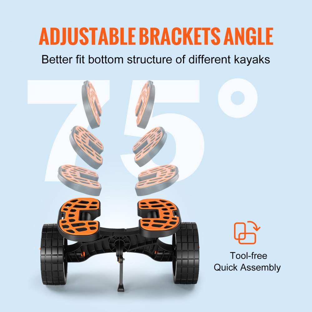 Heavy Duty Kayak Cart, 320lbs Load Capacity, Detachable Canoe Trolley Cart with 10`` Solid Tires, Adjustable Brackets & Nonslip Support Foot, for Kayaks Canoes Paddleboards Float Mats Jon Boats