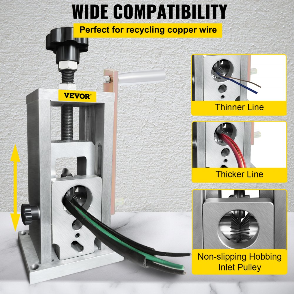 Wire Stripping Machine, 0.06-1.57 inches Drill Powered, Manual Copper Stripper w Heat Treated Steel Ultra Long Lasting Blade, Compact & Portable for Scrap Cable Peeling Recycling