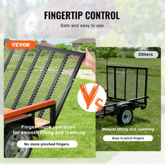 2-Sided Trailer Tailgate Lift Assist, 360 lbs Load Capacity, Compatible with Open Utility Trailer Tailgate and Ramp, with 10 to 24 Inch Heights Side Rail and 4 to 6 Feet Height Tail Gate or Ramp