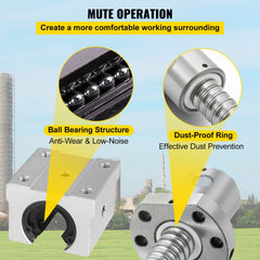 Linear Rail, Ballscrew x 3, RM1605-350mm 650mm 1050mm x 2 Linear Rail Support, 12 CNC Kit Linear Shaft Optical Axis