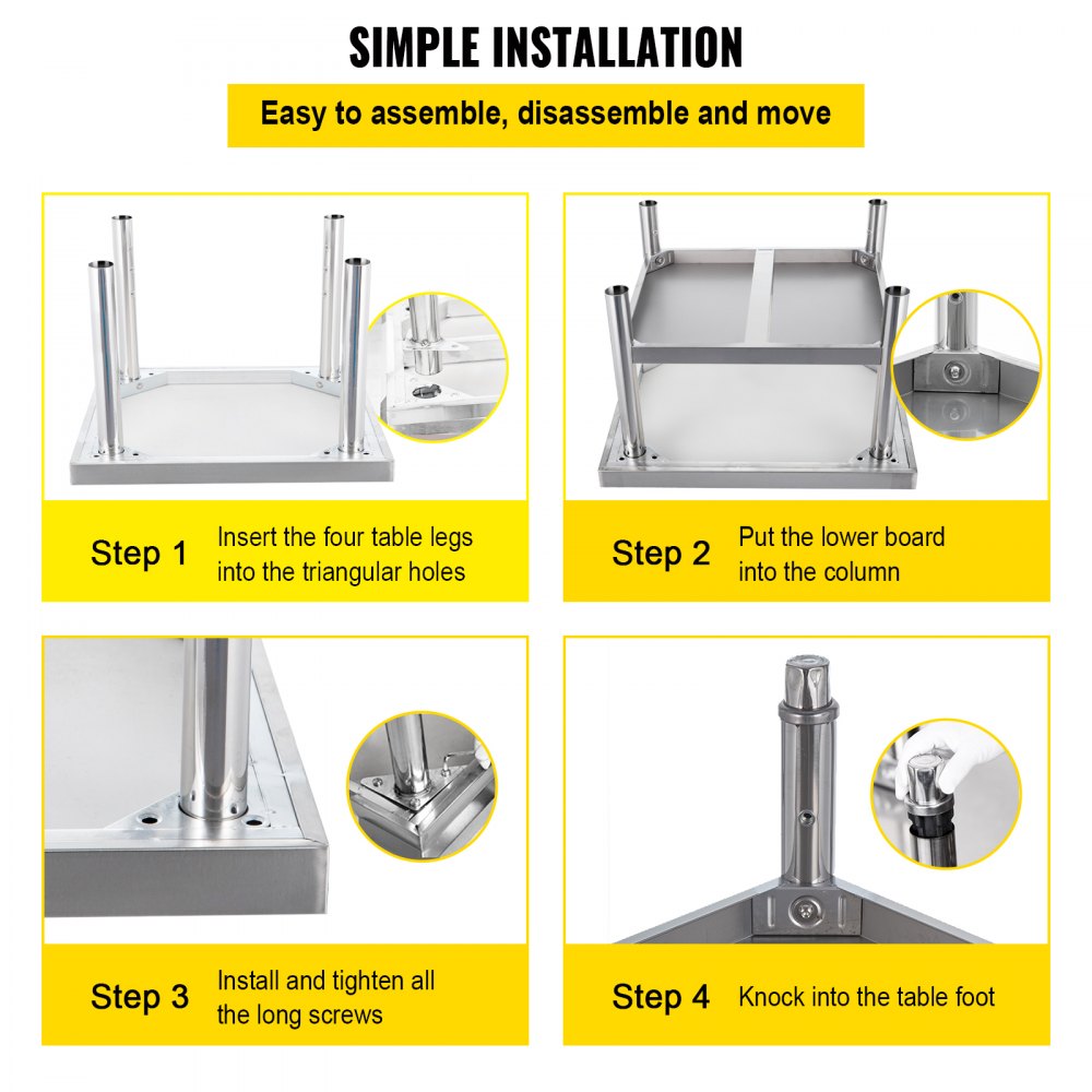 Stainless Steel Equipment Grill Stand, 48 x 30 x 24 Inches Stainless Table, Grill Stand Table with Adjustable Storage Undershelf, Equipment Stand Grill Table for Hotel, Home, Restaurant Kitchen