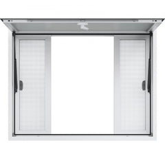 Concession Window 48"x36", Aluminum Alloy Food Truck Service Window with 4 Horizontal Sliding Windows & Awning Door & Drag Hook, Up to 85 Degrees Serving Window for Food Truck Concession Trailer
