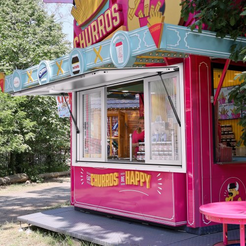 Concession Window 53"x33", Aluminum Alloy Food Truck Service Window with 4 Horizontal Sliding Windows & Awning Door & Drag Hook, Up to 85 Degrees Serving Window for Food Truck Concession Trailer