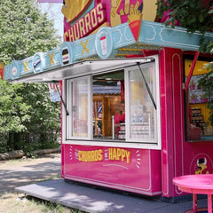 Concession Window 53"x33", Aluminum Alloy Food Truck Service Window with 4 Horizontal Sliding Windows & Awning Door & Drag Hook, Up to 85 Degrees Serving Window for Food Truck Concession Trailer