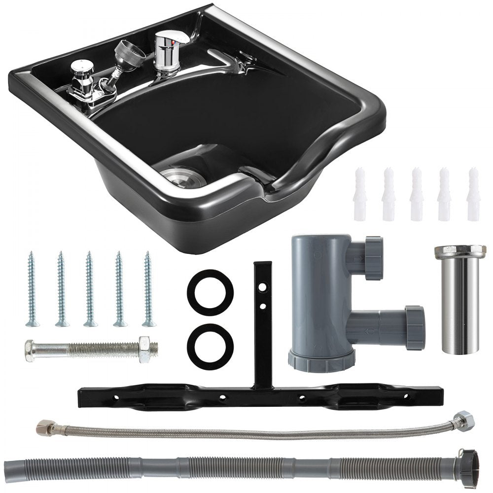 Shampoo Bowl Sink Black ABS Plastic Salon and Spa Hair Sink Beauty Salon Equipment for Hair Stylists