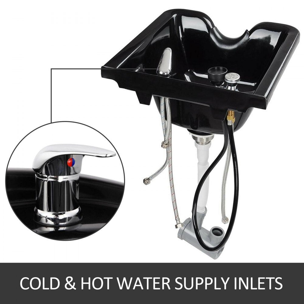 Shampoo Bowl Sink Black ABS Plastic Salon and Spa Hair Sink Beauty Salon Equipment for Hair Stylists