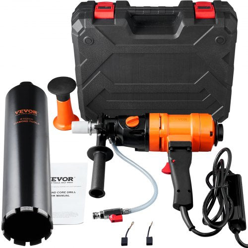 Bostome 4in Wet Diamond Core Drill Rig with dual-speed, water connector, and shoulder rest.