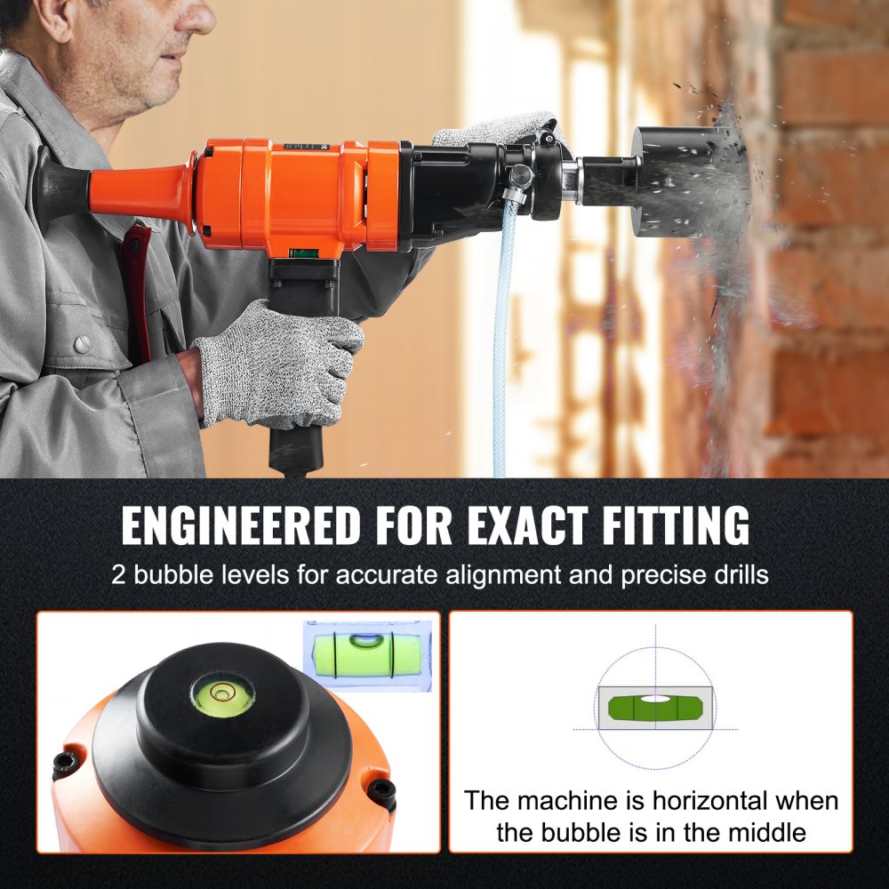 Bostome 4in Wet Diamond Core Drill Rig with dual-speed, water connector, and shoulder rest.